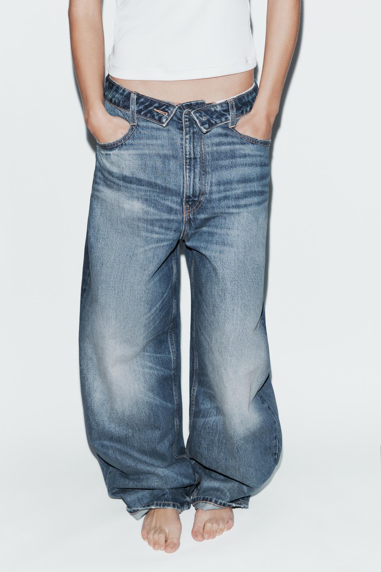 TRF FOLDED WAIST MID-RISE JEANS