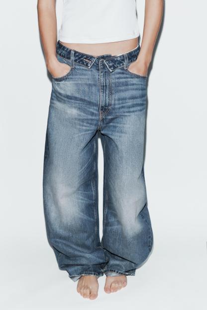TRF FOLDED WAIST MID-RISE JEANS