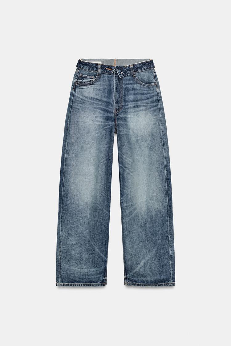 TRF FOLDED WAIST MID-RISE JEANS
