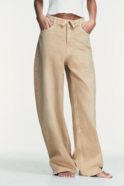 TRF FOLDED WAIST MID-RISE JEANS