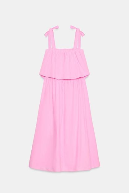 POPLIN TIE MIDI DRESS