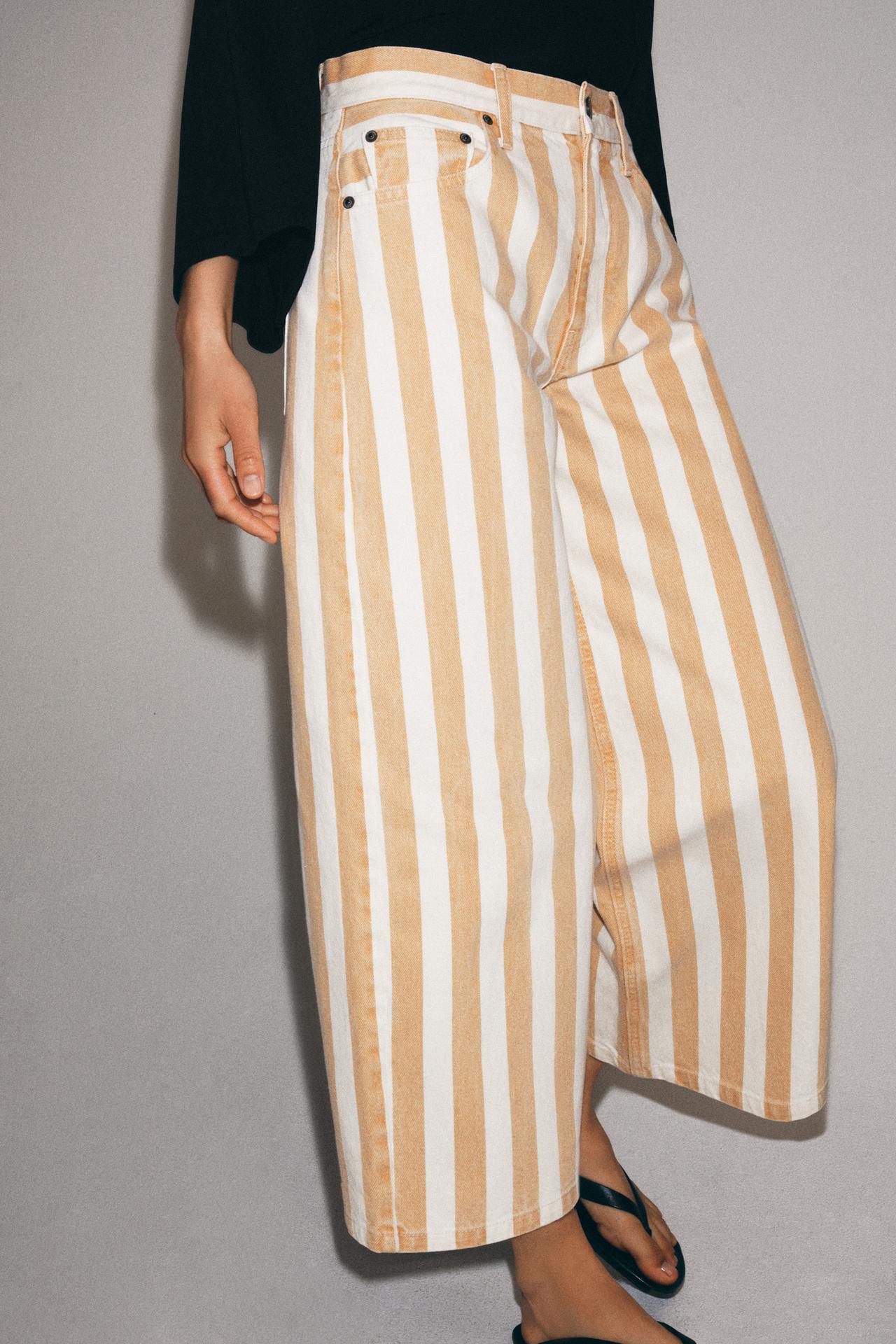 ZW COLLECTION MID-RISE STRIPED CULOTTE JEANS