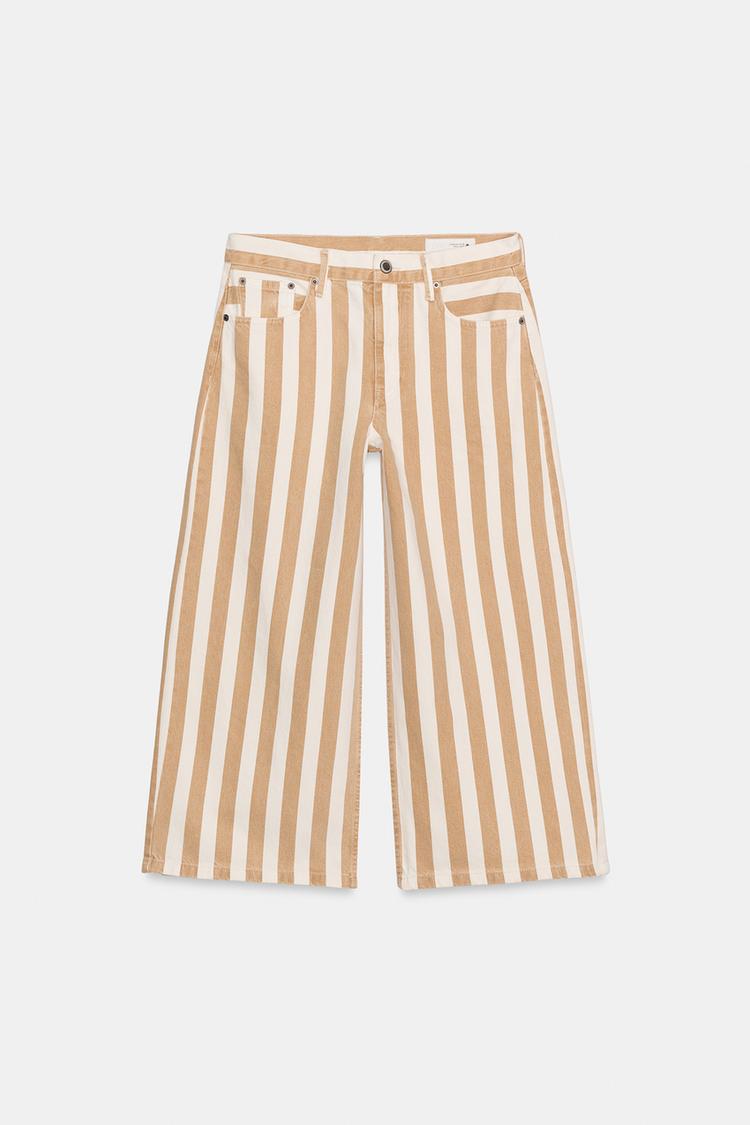 ZW COLLECTION MID-RISE STRIPED CULOTTE JEANS