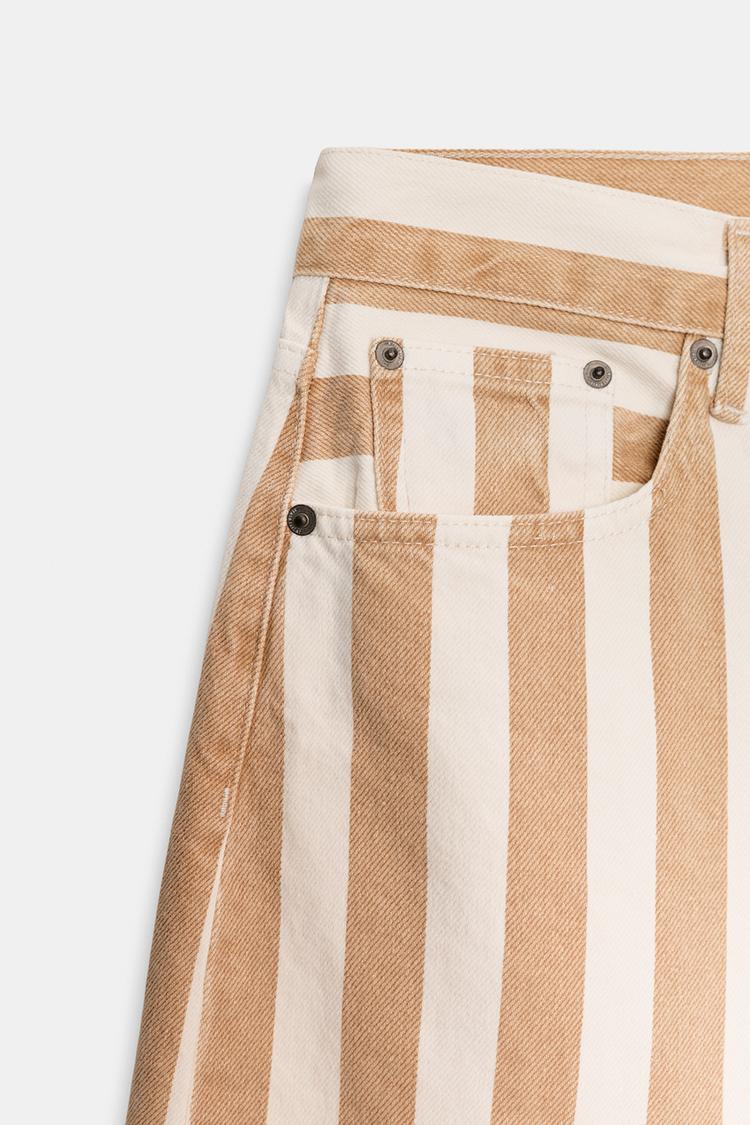 ZW COLLECTION MID-RISE STRIPED CULOTTE JEANS