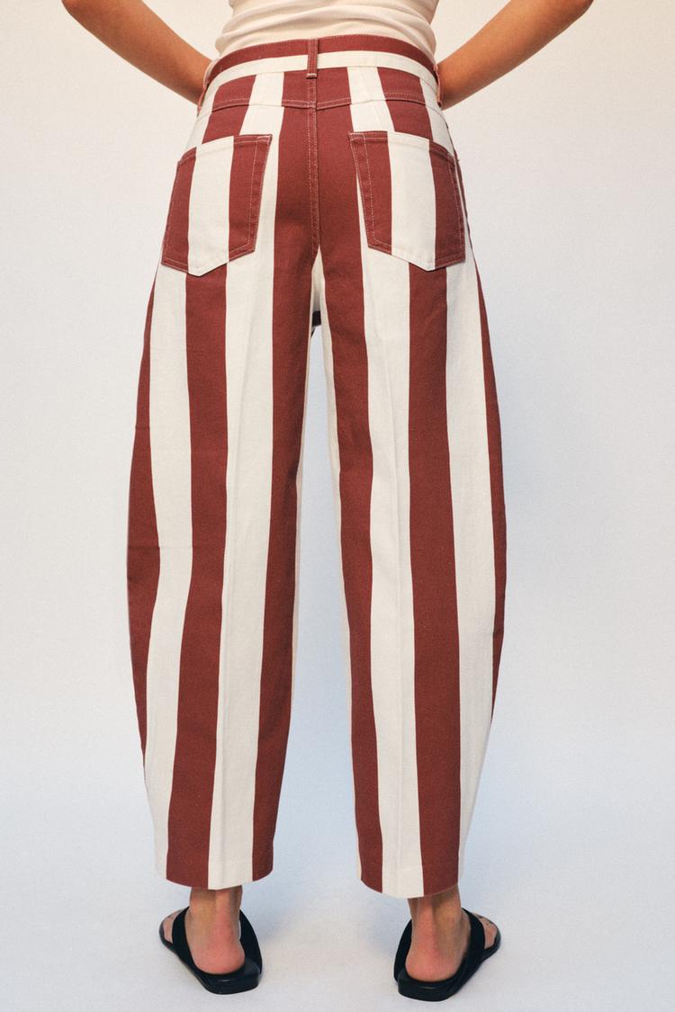 ZW COLLECTION HIGH WAIST STRIPED TAPERED JEANS