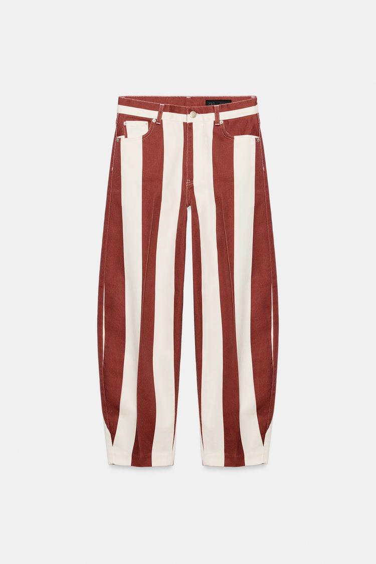 ZW COLLECTION HIGH WAIST STRIPED TAPERED JEANS