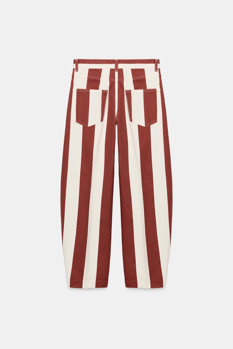 ZW COLLECTION HIGH WAIST STRIPED TAPERED JEANS