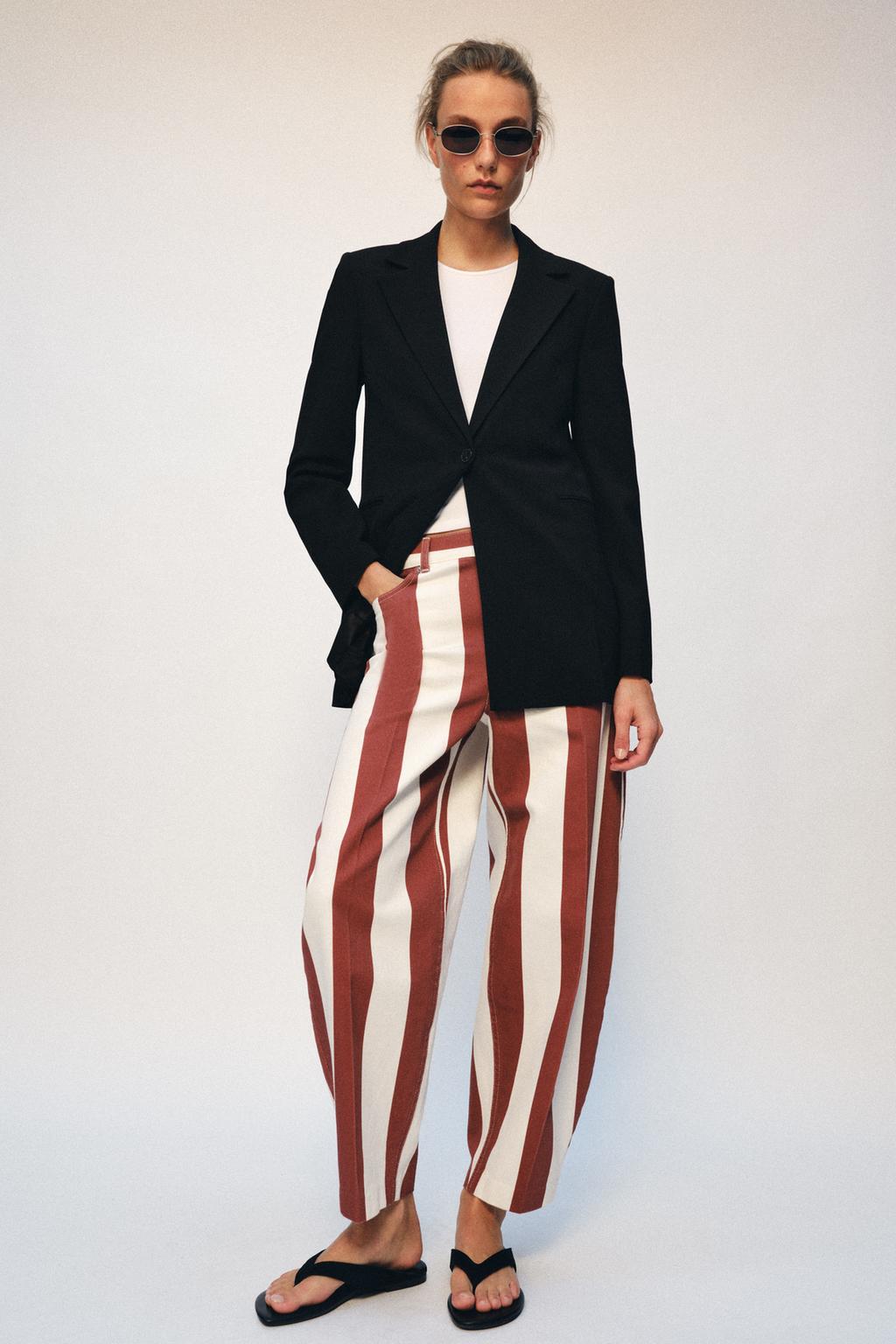 ZW COLLECTION HIGH WAIST STRIPED TAPERED JEANS