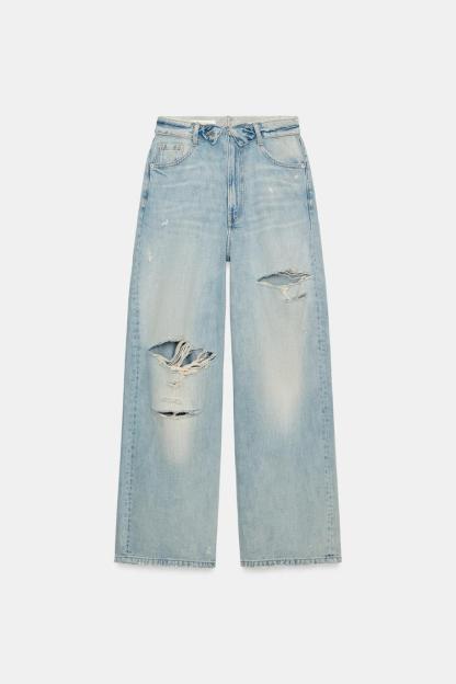 TRF FOLDED WAIST MID-RISE JEANS