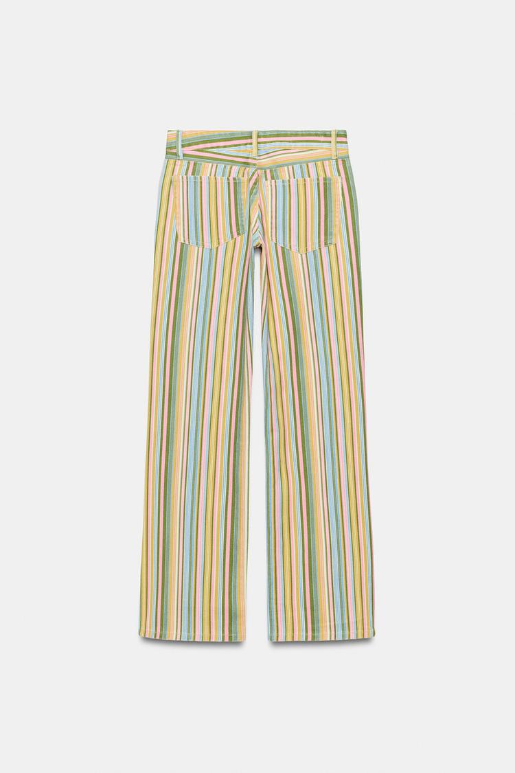 TRF LOW RISE STRIPED WIDE LEG JEANS