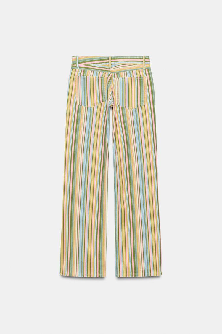 TRF LOW RISE STRIPED WIDE LEG JEANS