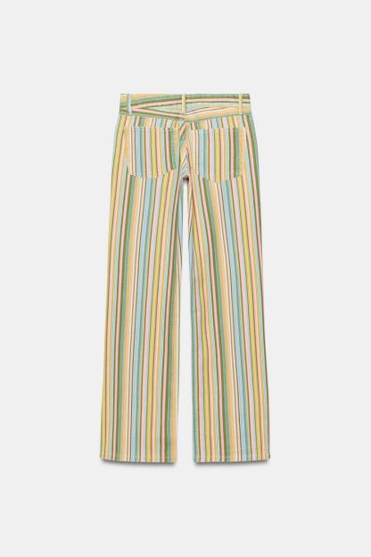 TRF LOW RISE STRIPED WIDE LEG JEANS