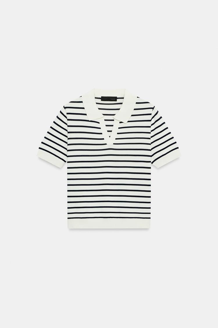 STRIPED SHORT SLEEVE KNIT POLO