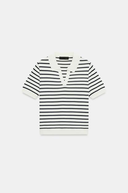 STRIPED SHORT SLEEVE KNIT POLO