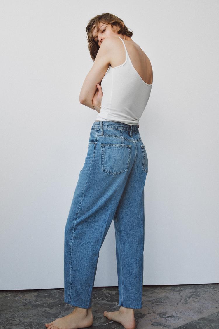 ZW COLLECTION HIGH WAIST STRIPED TAPERED JEANS