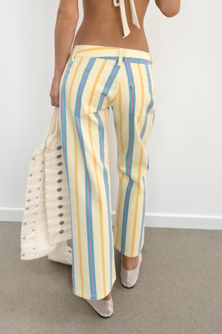 LOW RISE STRIPED STRAIGHT LEG TRF JEANS
