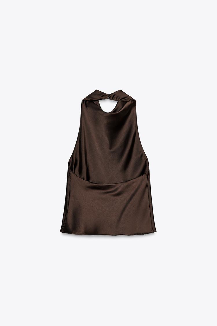 SATIN EFFECT HALTER TOP