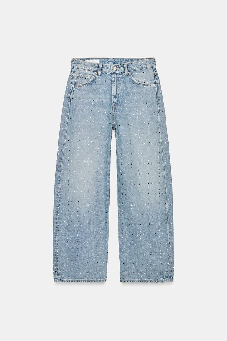 TRF MID-RISE SHIMMER BAGGY JEANS