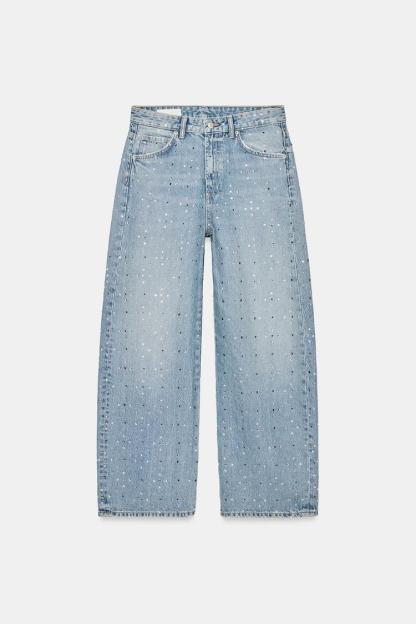 TRF MID-RISE SHIMMER BAGGY JEANS