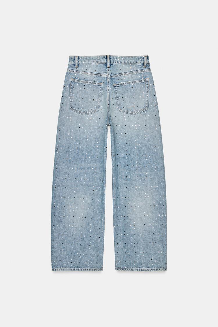 TRF MID-RISE SHIMMER BAGGY JEANS