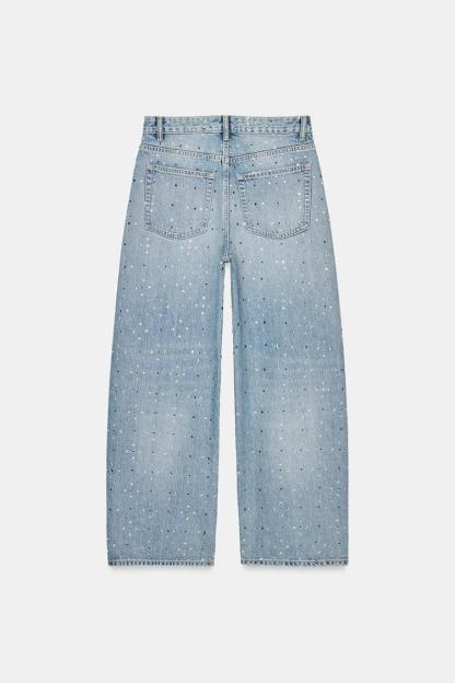TRF MID-RISE SHIMMER BAGGY JEANS