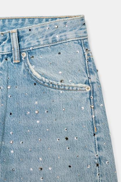TRF MID-RISE SHIMMER BAGGY JEANS