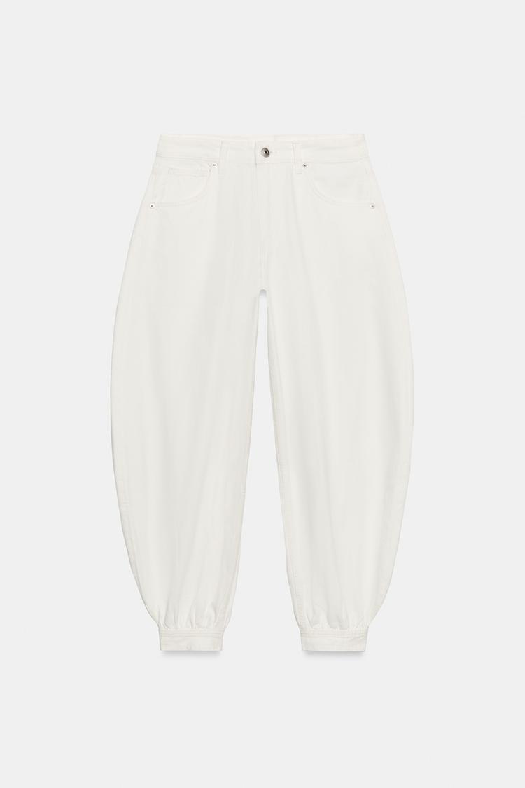 TRF MID-RISE BALLOON JEANS WITH BUTTON TABS