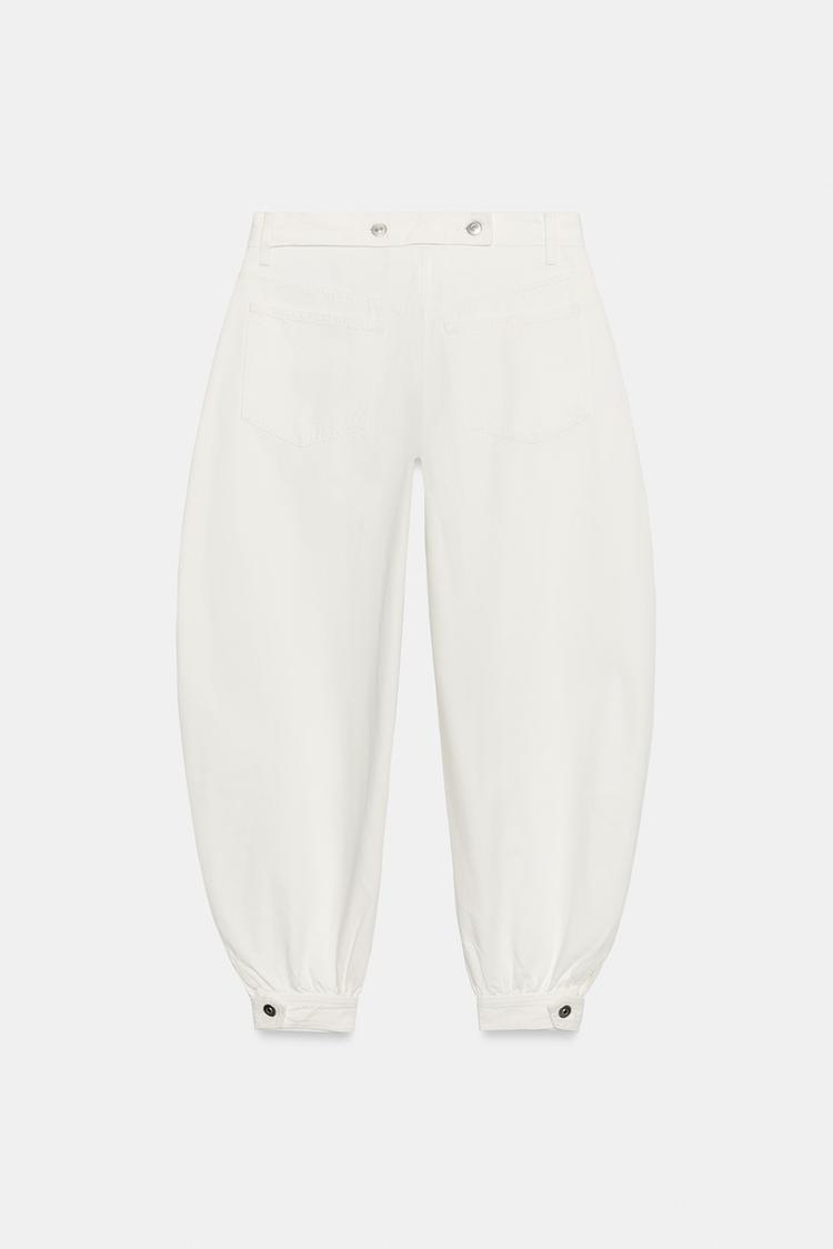 TRF MID-RISE BALLOON JEANS WITH BUTTON TABS