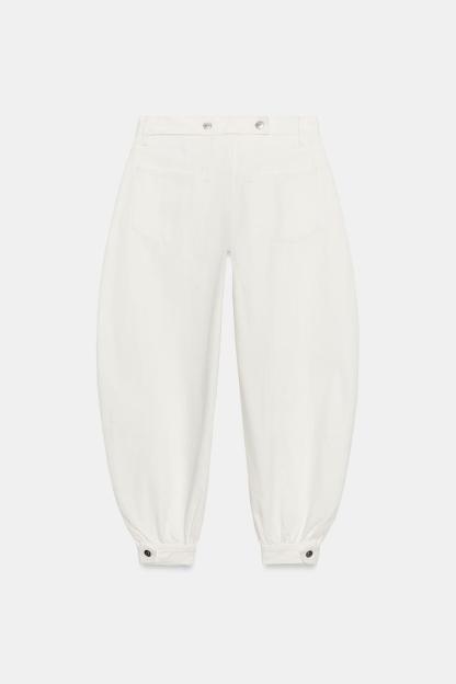 TRF MID-RISE BALLOON JEANS WITH BUTTON TABS