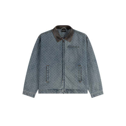 Mid Blue Boxy Monogram Workwear Jacket