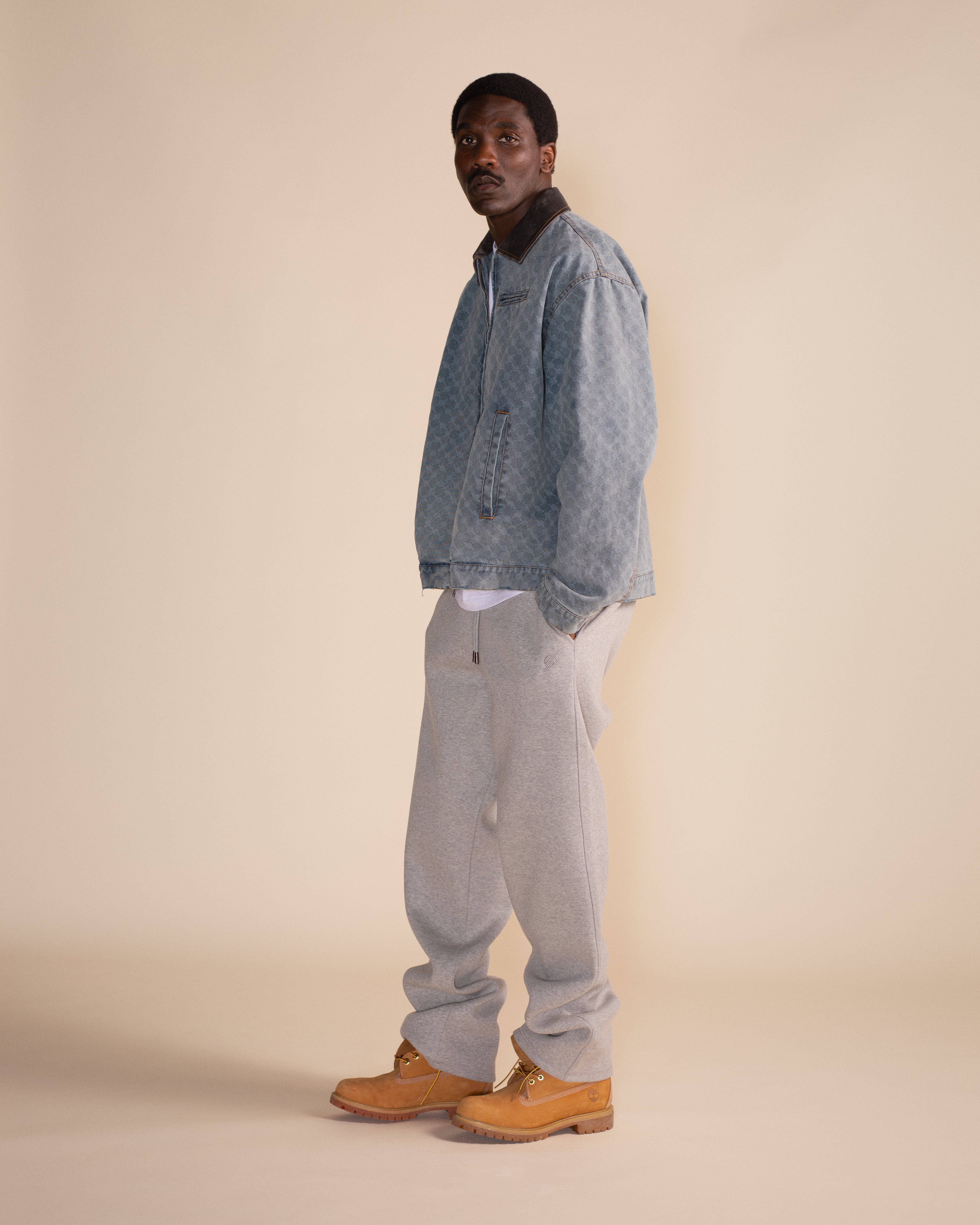 Mid Blue Boxy Monogram Workwear Jacket