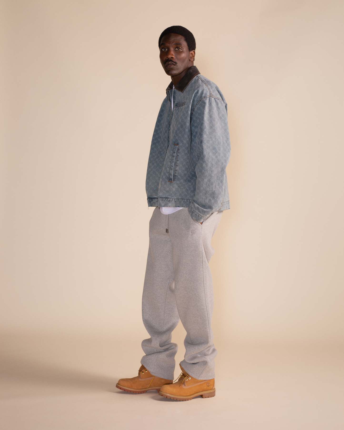 Mid Blue Boxy Monogram Workwear Jacket