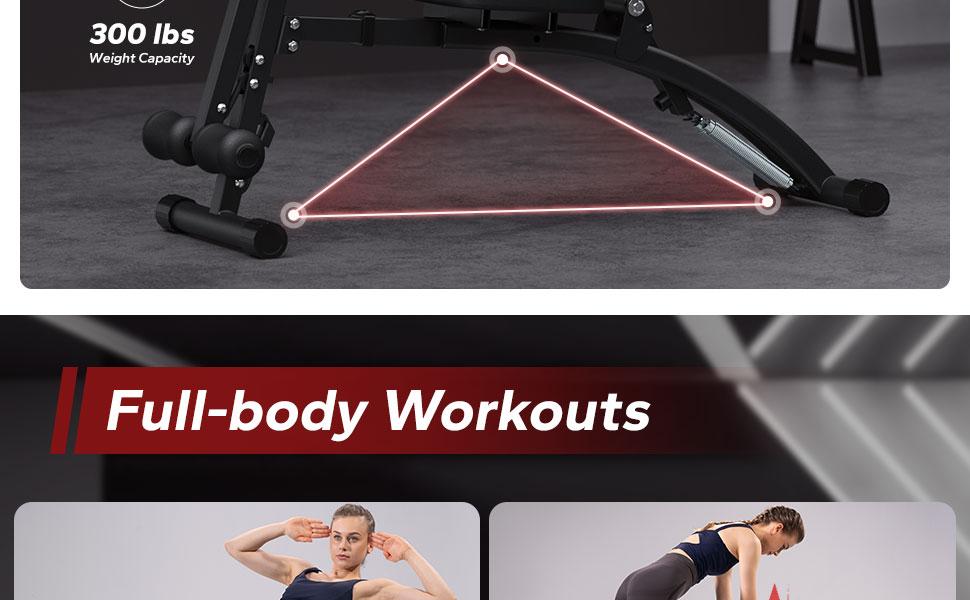 Merach Adjustable Weight Bench for Full Body Workout, Press Bench of Home Gym Strength Training, Exercise Machine for ab, arm, leg