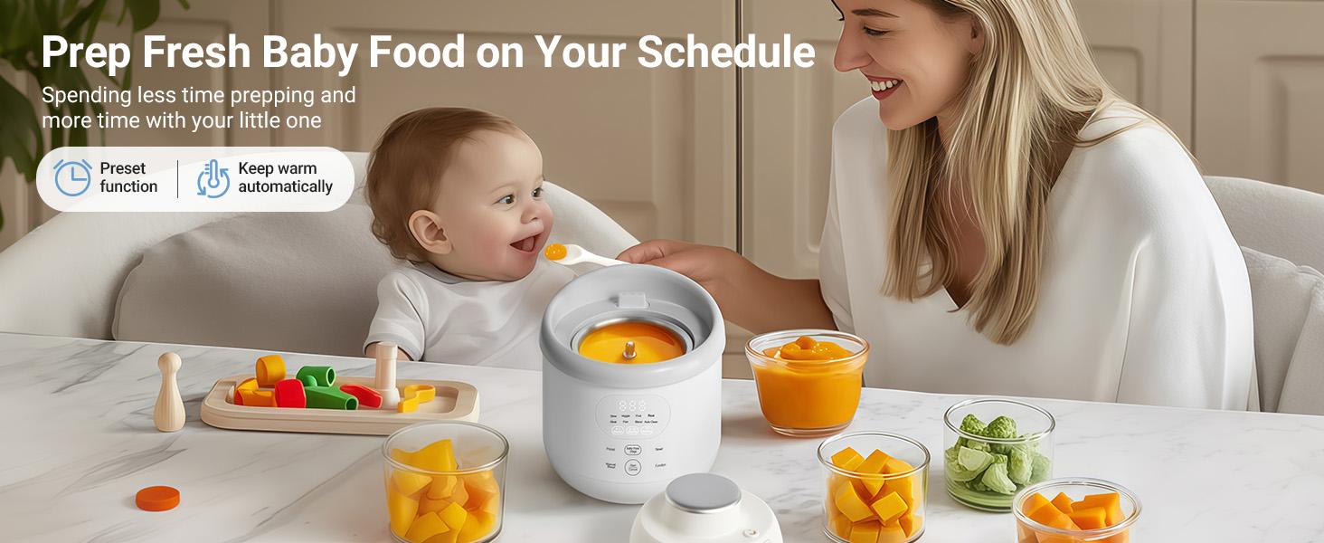 Bear NutriEase AllStage Stainless Steel Baby Food Maker Steamer and Blender, Truly OneStep Baby Food Processor Puree Maker Grinder Mills, Auto Cooking&Grinding for Healthy Homemade Baby Food, BPA-Free