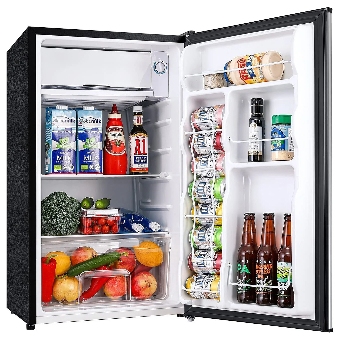 Mini Refrigerador Compacto 3.2 Pies³ – Pequeño Refrigerador para Dormitorio con Congelador, Bajo Ruido 38 dB, Temperatura Ajustable, Puerta Reversible – Regalo Ideal para Mujeres y Niños, Plateado