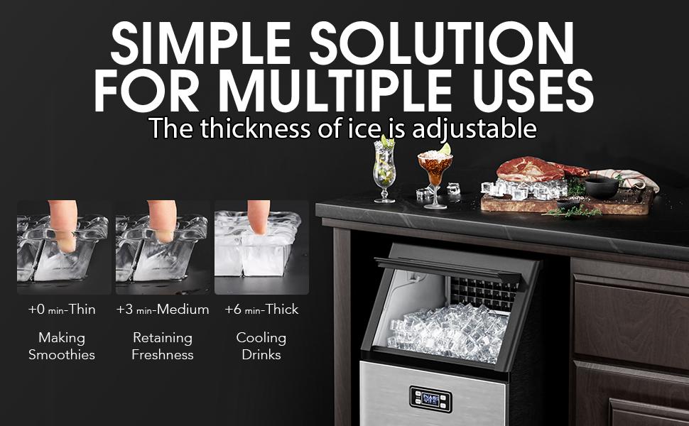 COWSAR Commercial Ice Maker  V2.0, 100 lbs, 2-Way Add Water, Large Ice Maker Self Cleaning, Ice Machine with 24 Hour Timer,33 lbs Basket, Stainless Steel Ice Makers for School, Home, Bar, RV