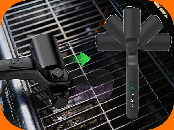 Drayvorx Electric BBQ Grill Brush Cordless and Rechargeable,Two Replacement Cleaning Brushes,Adjustable Angle, Barbecue Accessories,Barbecue Utensils,Wire Brushes for Cleaning Rust, Grill, Dirt, Paint Removal, Welding Drayvorx Electric BBQ Grill Brush Cordless and Rechargeable,Two Replacement Cleaning Brushes,Adjustable Angle, Barbecue Accessories,Barbecue Utensils,Wire Brushes for Cleaning Rust, Grill, Dirt, Paint Removal, Welding