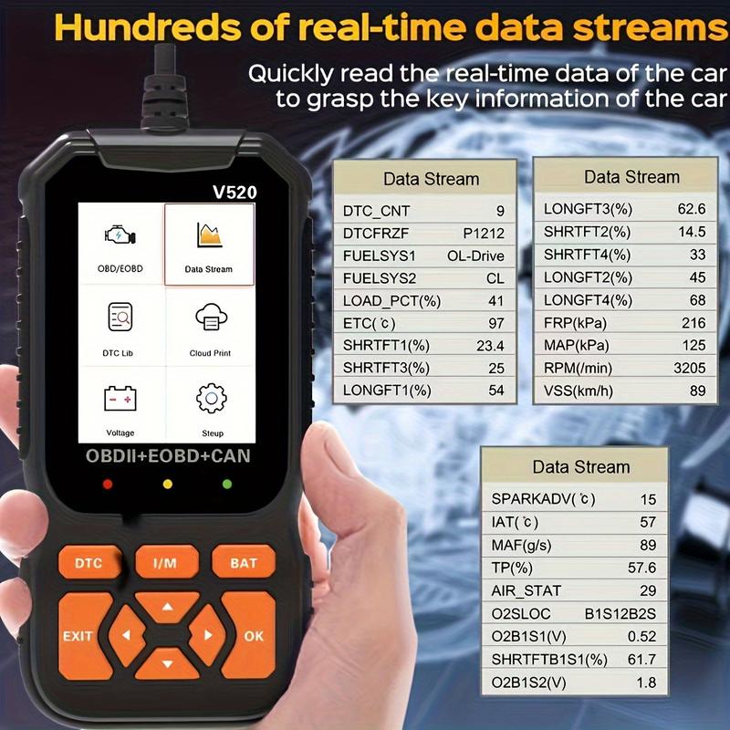 Escáner OBD2 profesional con datos en tiempo real, lector de códigos OBDII para diagnóstico del motor, revisión de luz Check Engine, impresión en la nube y modo de interfaz dual.