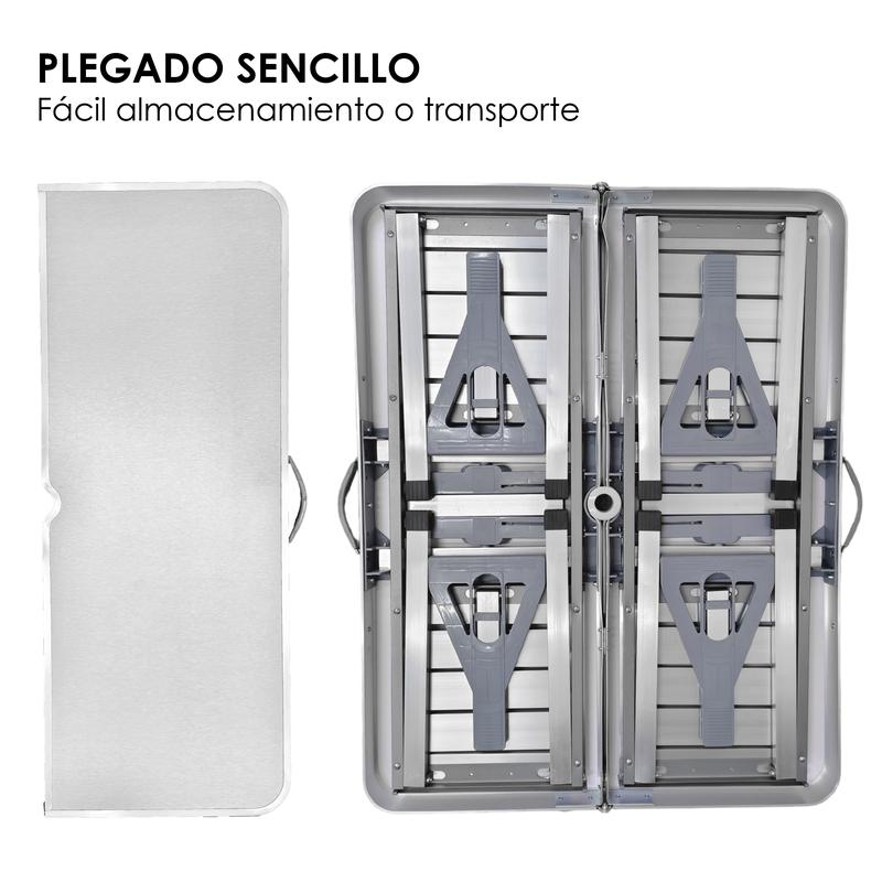 Mesa Plegable Portátil 4 Bancos Integrados Estilo Portafolio Para Camping, picnic o Jardín Estructura de aluminio reforzado y plástico resistente