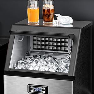 COWSAR Commercial Ice Maker  V2.0, 100 lbs, 2-Way Add Water, Large Ice Maker Self Cleaning, Ice Machine with 24 Hour Timer,33 lbs Basket, Stainless Steel Ice Makers for School, Home, Bar, RV