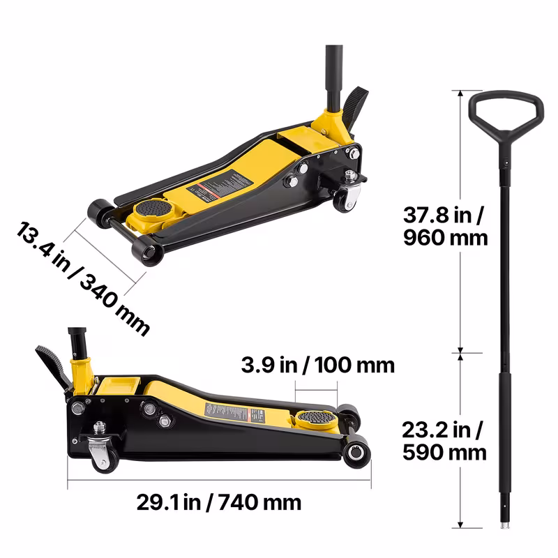 gato de piso de , capacidad de 3 toneladas, gato de piso de con bomba de elevación rápida de pistón y adaptador para suv, gato hidráulico de carro de ruedas para deportivos, camionetas, de elevación de 75-500 mm Detalles del producto 3