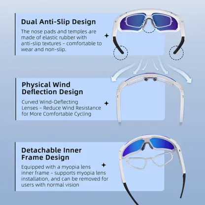Gafas deportivas inteligentes con cámara 8MP, grabación 2K/1200P, audio Bluetooth, impermeables IP54, protección UV y asistente de voz AI