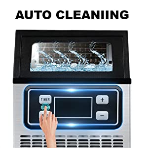COWSAR Commercial Ice Maker  V2.0, 100 lbs, 2-Way Add Water, Large Ice Maker Self Cleaning, Ice Machine with 24 Hour Timer,33 lbs Basket, Stainless Steel Ice Makers for School, Home, Bar, RV
