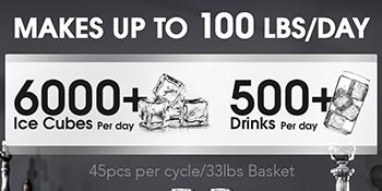 COWSAR Commercial Ice Maker  V2.0, 100 lbs, 2-Way Add Water, Large Ice Maker Self Cleaning, Ice Machine with 24 Hour Timer,33 lbs Basket, Stainless Steel Ice Makers for School, Home, Bar, RV