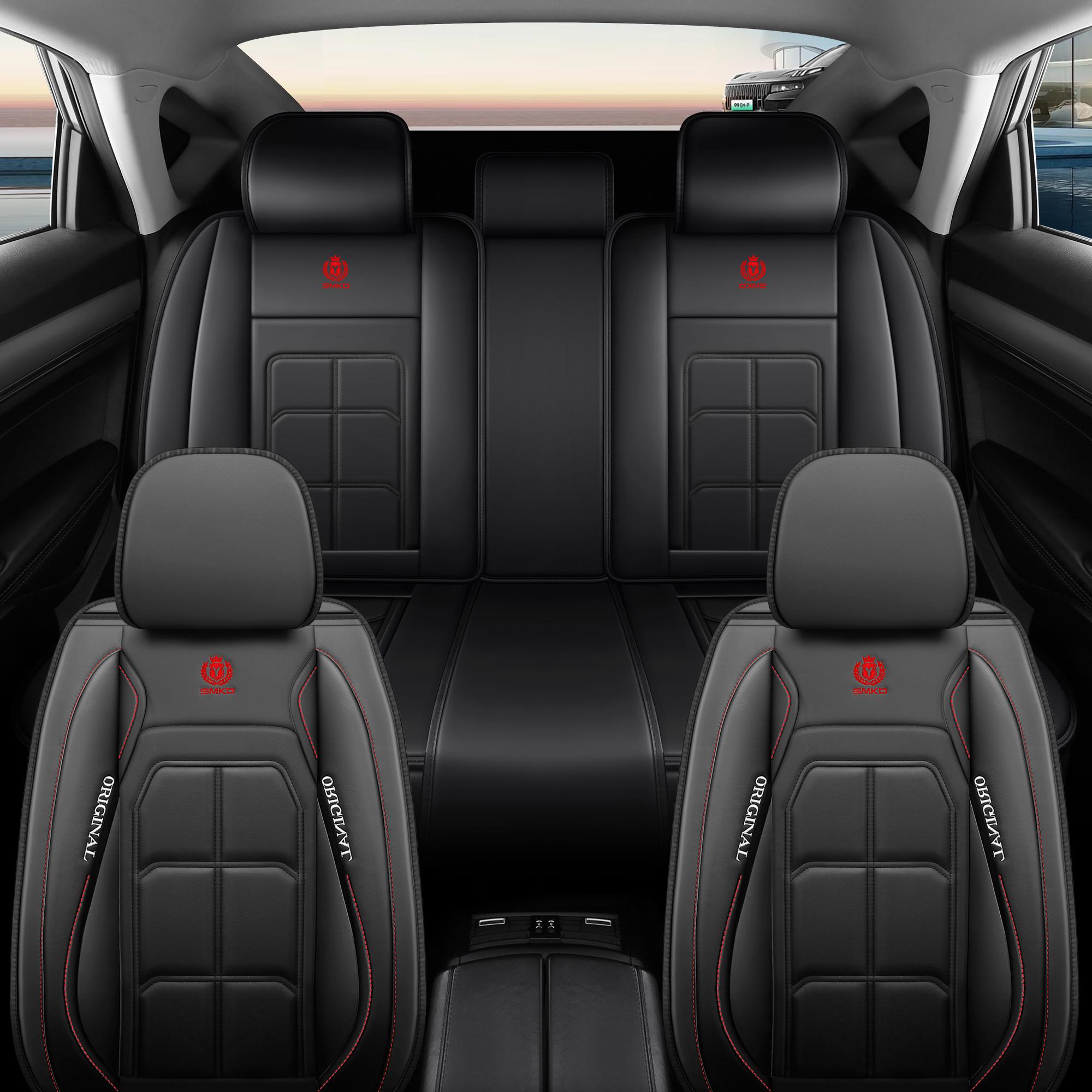 Auto Seat Cover Car Seat Covers Made of High-Quality PU Leather for All Five Seats Waterproof Stain-Resistant Easy to Clean Full Coverage for Front and Rear Seats Universal Fit