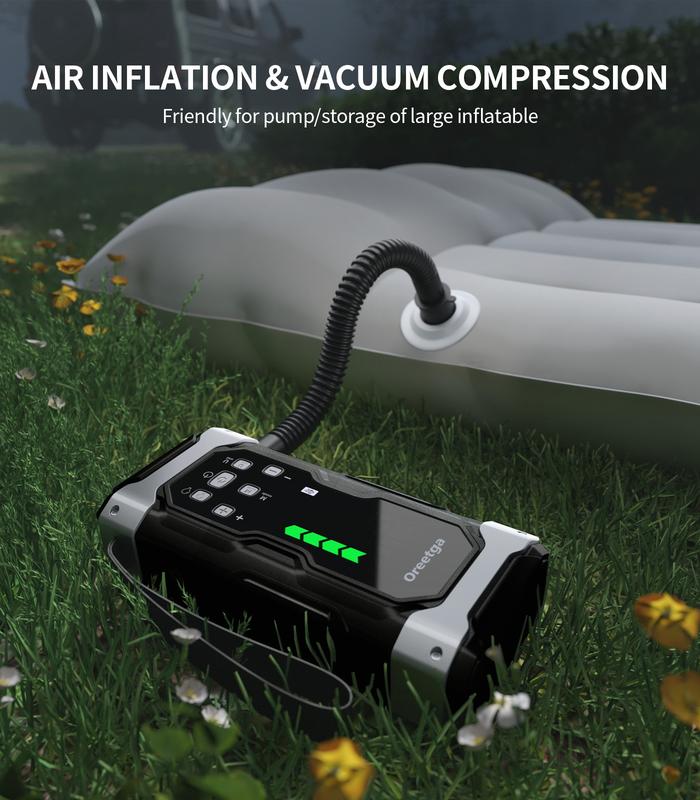 Arrancador portátil para batería de auto de 9000 A con compresor de aire para inflar y desinflar llantas, 7 en 1, compatible con motores de gasolina y diésel de hasta 12.0 L, pantalla LCD grande y batería externa portátil
