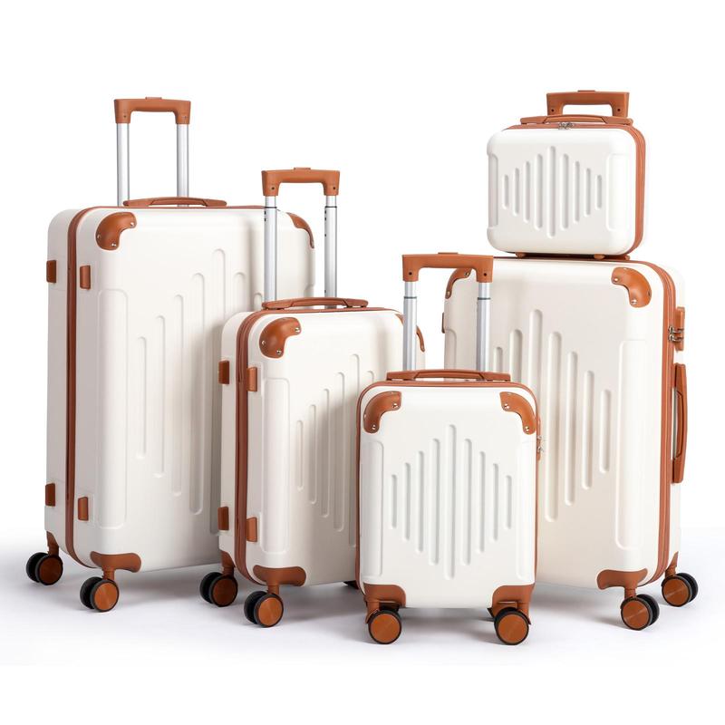 Juego de 5 maletas rígidas de ABS con ruedas dobles giratorias y cerradura TSA, incluye maletas de 12", 16", 20", 24" y 28", ideal para viajes y negocios