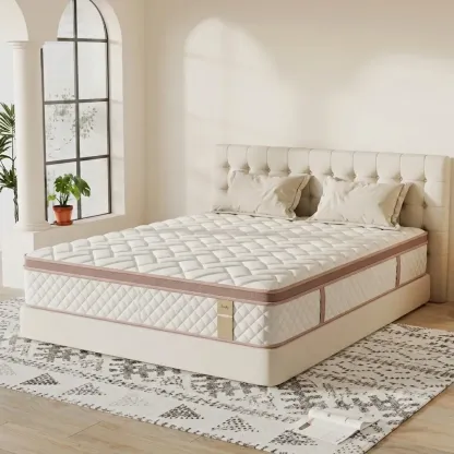 Colchón híbrido de espuma viscoelástica y resortes de 10, 12 o 14 pulgadas, firmeza media, soporte lumbar ergonómico, disponible en tamaños Individual, Matrimonial, Queen y King, empacado al vacío
