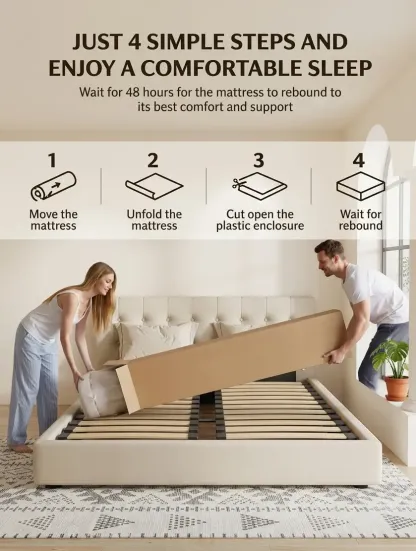 Colchón híbrido de espuma viscoelástica y resortes de 10, 12 o 14 pulgadas, firmeza media, soporte lumbar ergonómico, disponible en tamaños Individual, Matrimonial, Queen y King, empacado al vacío