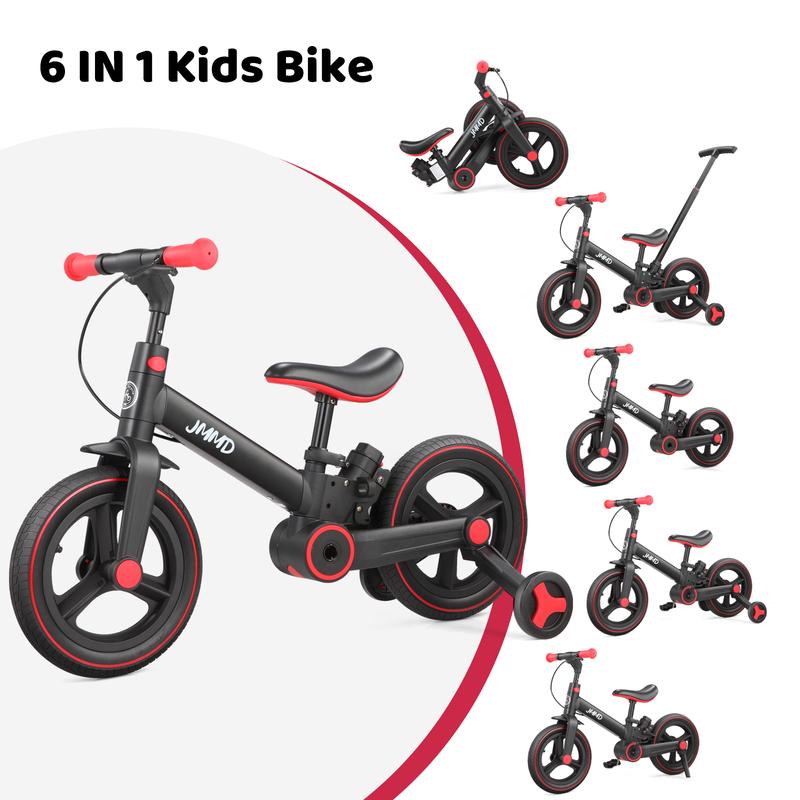 Bicicleta infantil 6 en 1 para niños de 18-60 meses, con pedales, ruedas de apoyo y manija. Perfecta para regalo.